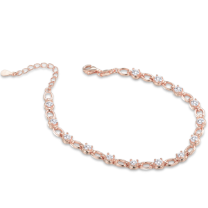 MINET Elegantní rose gold stříbrný náramek s bílými zirkony JMAS0253RB17