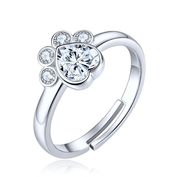 MINET Children’s silver ring with a paw print and white zircon, size 49 JMAD0029SR49