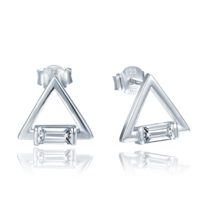 MINET Silver triangle earrings with white cubic zirconia JMAN0583SE00