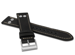 LAVVU LSUAB22 Black PILOT strap made of luxurious Top Grain leather - 22 mm