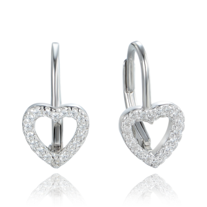 MINET Silver heart earrings with white zircons JMAS0235SE00