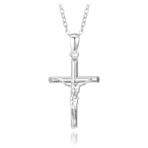 MINET Stříbrný náhrdelník JEŽÍŠ NA KŘÍŽI JMAN0467SN45