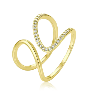 MINET Elegant Gold-Plated Silver Ring with White Zircon Size 63 JMAS0360GR63