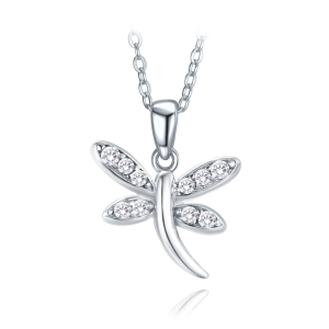 MINET Silver Dragonfly Necklace with White Zirconia JMAN0584SN47