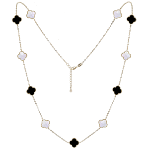 MINET Gold plated silver necklace with white pearl and onyx Ag 925/1000 13,45g JMAS7043XN60