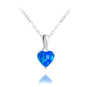 MINET Strieborný náhrdelník s modrým opálom JMAS0138BN45