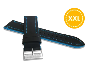 LAVVU LSQBB24 XXL Predĺžený modro prešívaný remienok TAILOR z luxusnej kože Top Grain – 24 mm