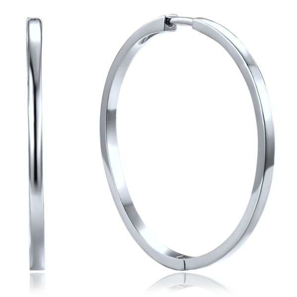 MINET Stříbrné náušnice hranaté kruhy 4 cm JMAN0634SE04