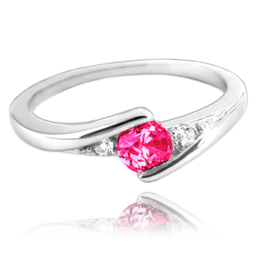 MINET Elegantný strieborný prsteň s červeným zirkónom veľkosť 51 JMAN0046RR51