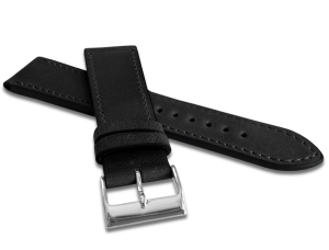 LAVVU LSZUB22 – Čierny prešívaný SLIM remienok z luxusnej kože typu Top Grain, šírka 22 mm