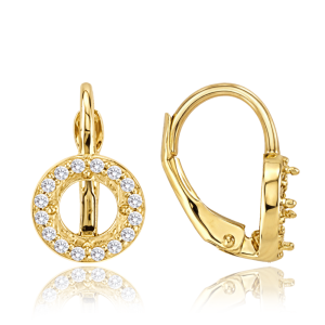 MINET Elegantní zlaté náušnice kroužky se zirkony Au 585/1000 1,95g JMG0027WGE10