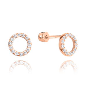 MINET Rose gold screw earrings with white cubic zirconia Au 585/1000 1,45g JMG0027WRE08