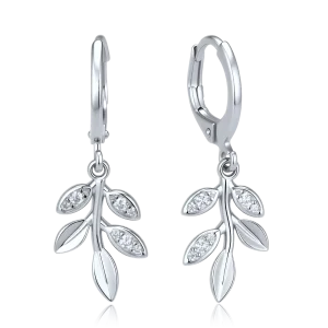 MINET Silver Leaf Earrings with White Zirconia JMAS5075SE00