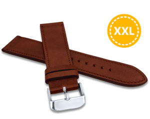 LAVVU  LSXHD22 XXL Prodloužený prošitý hnědý řemínek VERONA z luxusní kůže Top Grain - 22 mm XXL