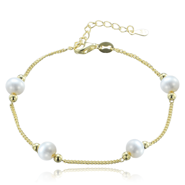 MINET Gold plated silver bracelet with natural pearls JMAS7056GB16