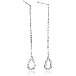 MINET Silver pull-through drop earrings with white zircons JMAN0671SE00
