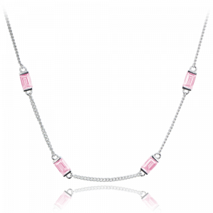 MINET Strieborný náhrdelník s ružovými zirkónmi Ag 925/1000 10,75g JMAS0243PN42