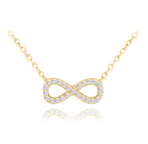 MINET Gold-plated silver necklace INFINITY with white zircons JMAS0187GN45