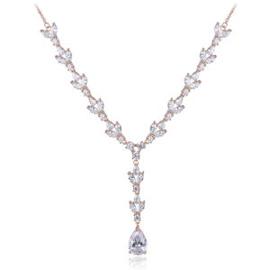 MINET Luxusní rose gold stříbrný náhrdelník se zirkony Ag 925/1000 16,35g JMAS0213RN45