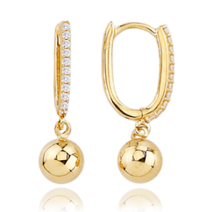 MINET Gold earrings with cubic zirconia and ball Au 585/1000 1,90g JMG0048WGE04