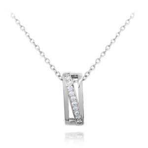 MINET Luxusní stříbrný náhrdelník s bílými zirkony JMAS0118SN45