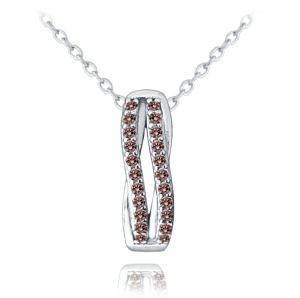 MINET Elegantný strieborný náhrdelník s hnedými zirkónmi JMAS0196HN45