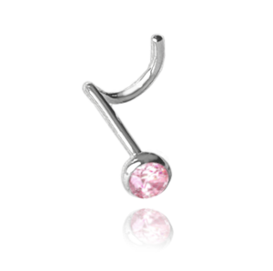 MINET Silver nose piercing with pink zircon JMAN0406PE01