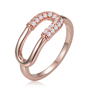 MINET Luxusný ružovo-zlatý strieborný prsteň so zirkónmi, veľkosť 55 JMAS0330RR55