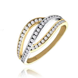 MINET Luxusný zlatý prsteň s bielym zirkónom Au 585/1000 veľkosť 57 - 2,05g JMG0212WGR57