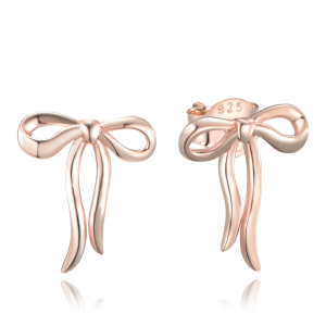 MINET Minimalist Rosegold silver bow earrings JMAN0582RE00