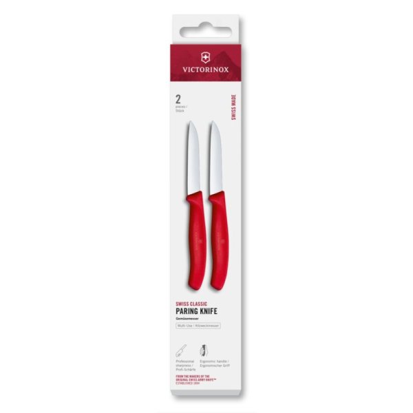 Victorinox 6.7401.2C1 Swiss Classic Paring Knife, 8 cm, 2 pcs, Red