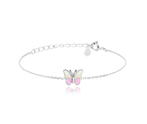 MINET Sparkling silver bracelet BUTTERFLY with pink opal JMAD0040PB14