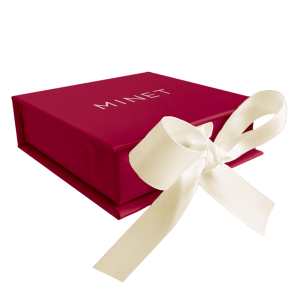 MINET XBJMVC2 PREMIUM Tmavě růžová magnetická krabička na šperky s béžovou stuhou