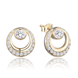 MINET Gold plated silver earrings rings with cubic zirconia JMAN0483GE00