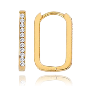 MINET Zlaté náušnice obdĺžniky s bielymi zirkónmi Au 585/1000 1,55g JMG0050WGE01