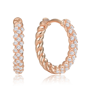 Elegantné pozlátené strieborné náušnice so zirkónmi JMAN0678RE02