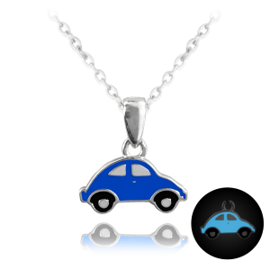 MINET Lesklý modrý strieborný náhrdelník AUTO JMAD0031BN38