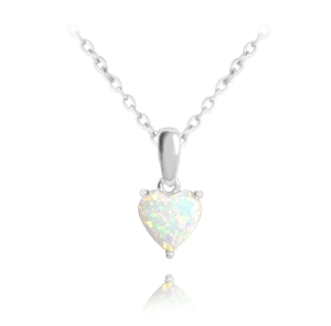 MINET Silver HEART Necklace with White Opal JMAS0138SN45