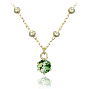 MINET Pozlátený strieborný náhrdelník s guličkami a zelenými zirkónmi JMAS0233ZN45