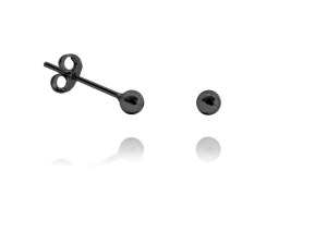 MINET Black silver earrings BALLS SMALL 3 mm JMAN0031BE03