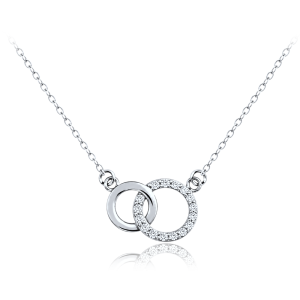 MINET White Gold Necklace with Rings and White Zirconia, 585/1000 Au, 1.65 g, JMG0124WSN45