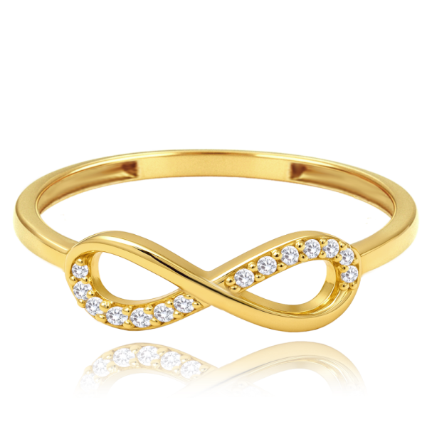 MINET Elegant Gold Infinity Ring with White Zirconia, 585/1000 Gold, Size 53 - 0.85 g JMG0266WGR13