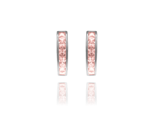 MINET Třpytivé stříbrné náušnice s velkými růžovými zirkony JMAN0025PE00