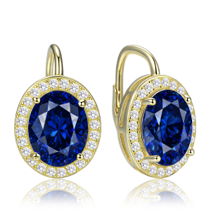 MINET Luxusní pozlacené stříbrné náušnice s modrými a bílými zirkony JMAS0329XE00