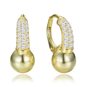 MINET Elegantné pozlátené strieborné náušnice so zirkónmi JMAS0321GE00