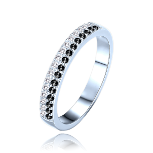 MINET Luxury silver ring with white and black cubic zirconia size 57 JMAS0291NR57