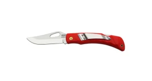 CROCODILE Folding Pocket Knife with Clip, Blade with Opening Hole 243-NH-1/B Red