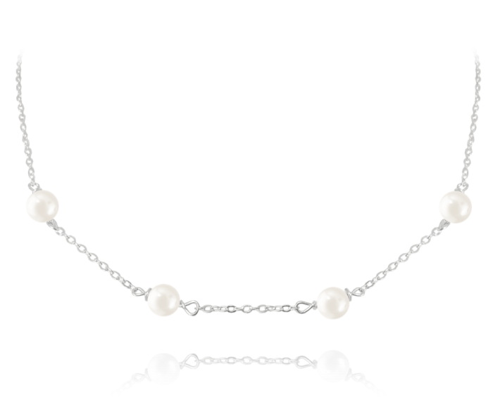 MINET Silver necklace with natural pearls JMAS7029SN45