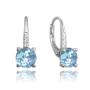 MINET Elegant silver earrings with light blue cubic zirconia JMAS0150AE00