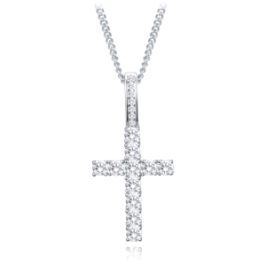 MINET Silver cross necklace with cubic zirconia JMAN0518SN50